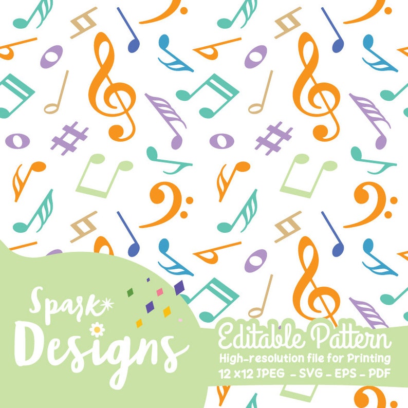 Music Notes Repeat Pattern Colorful Music Notes Art Seamless Repeat Pattern for Fabric Sublimation ...