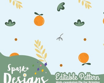 Orange Floral Seamless Pattern: Fabric Design (Digital Pattern)