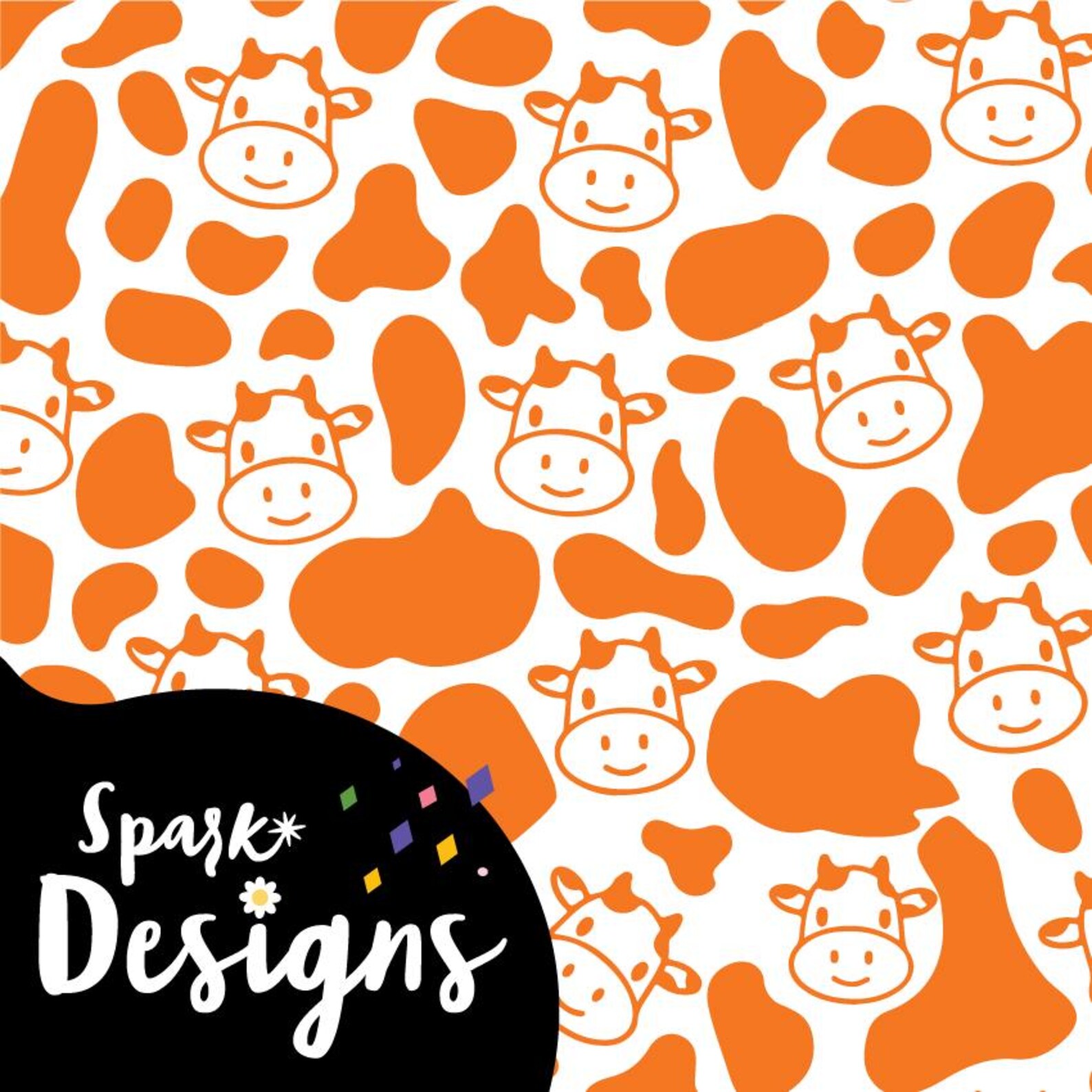 Colorful Cow Print Digital Paper: Seamless Animal Pattern (SVG, PDF ...