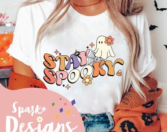 Retro Halloween Ghost PNG: Spooky Season Shirt Design (Digital Download)
