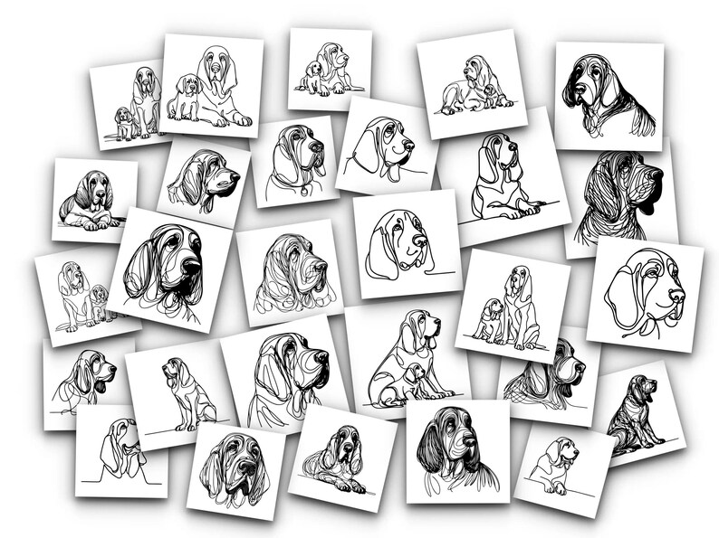 Bloodhound Dog Line Art SVG & PNG Bundle (commercial Use) - Etsy