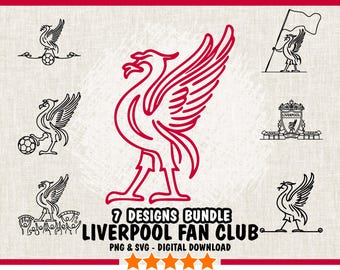 Pakiet logo Liverpoolu w formatach SVG i PNG – 7 minimalistycznych projektów grafik kibiców inspirowanych klubem Liverpool do samodzielnego wykonania, cyfrowe pobieranie grafik piłkarskich – do użytku osobistego.