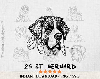 Bernhardiner SVG - Bernhardiner Kunst Hand gezeichnete Skizzen PNG & SVG-Dateien - (Digital Download)