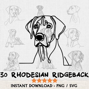 Rhodesian Ridgeback Line Art Porträts: SVG & PNG Bündel