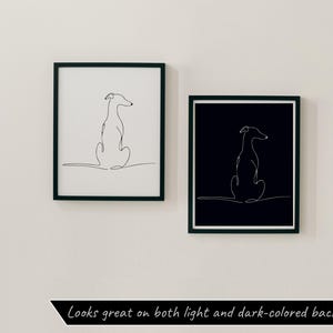 Whippet Dog Sitting View From Back - Whippet Greyhound PNG & SVG Minimalist Personalized Wall Art, Line Drawing -  Digital Download Print