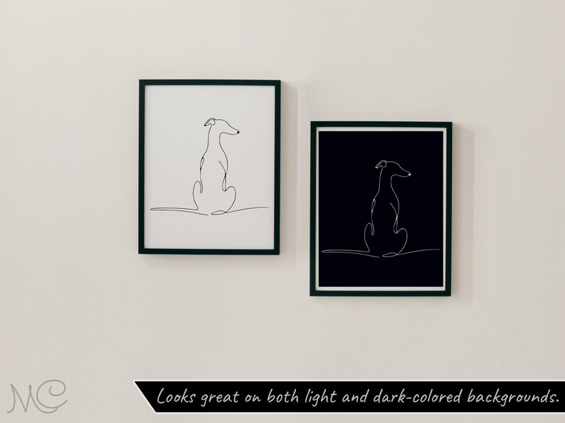 Whippet Dog Sitting View From Back - Whippet Greyhound PNG & SVG Minimalist Personalized Wall Art, Line Drawing -  Digital Download Print