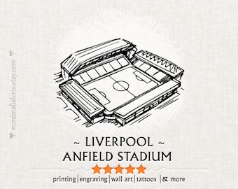 アンフィールド・スタジアム座席表：リバプールFCのレーザー彫刻または