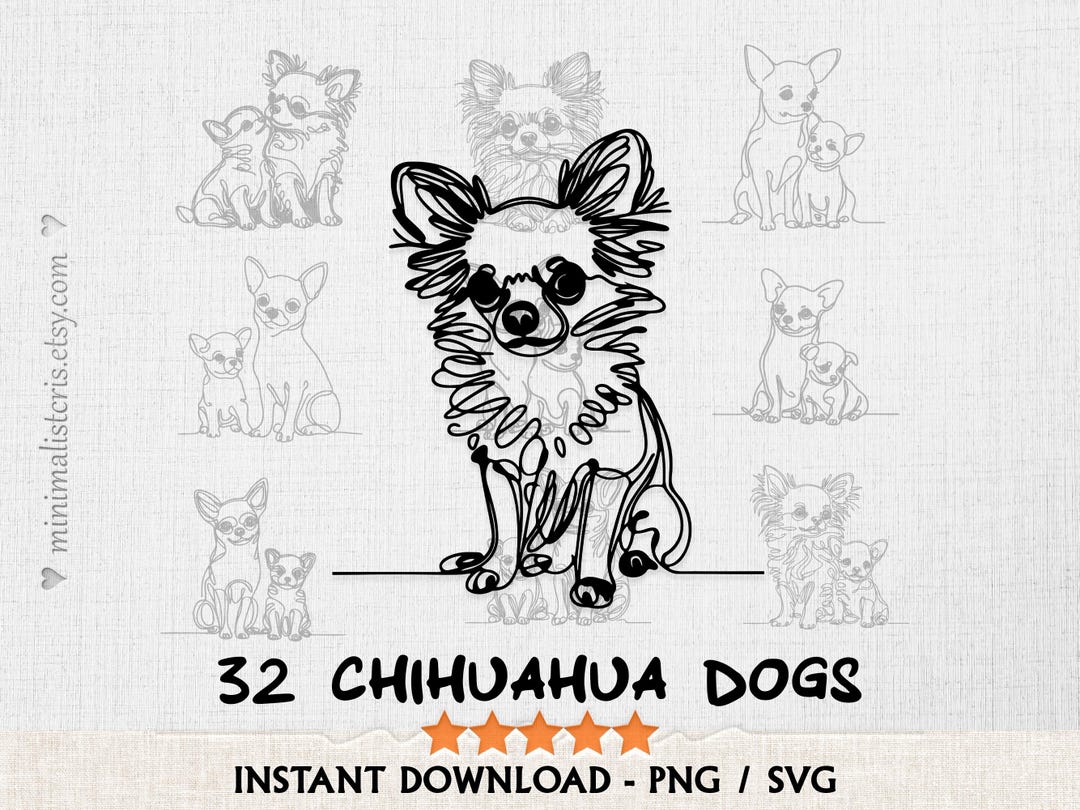 チワワアート：チワワ犬のPNG＆SVG線画、チワワメモリアル（デジタル