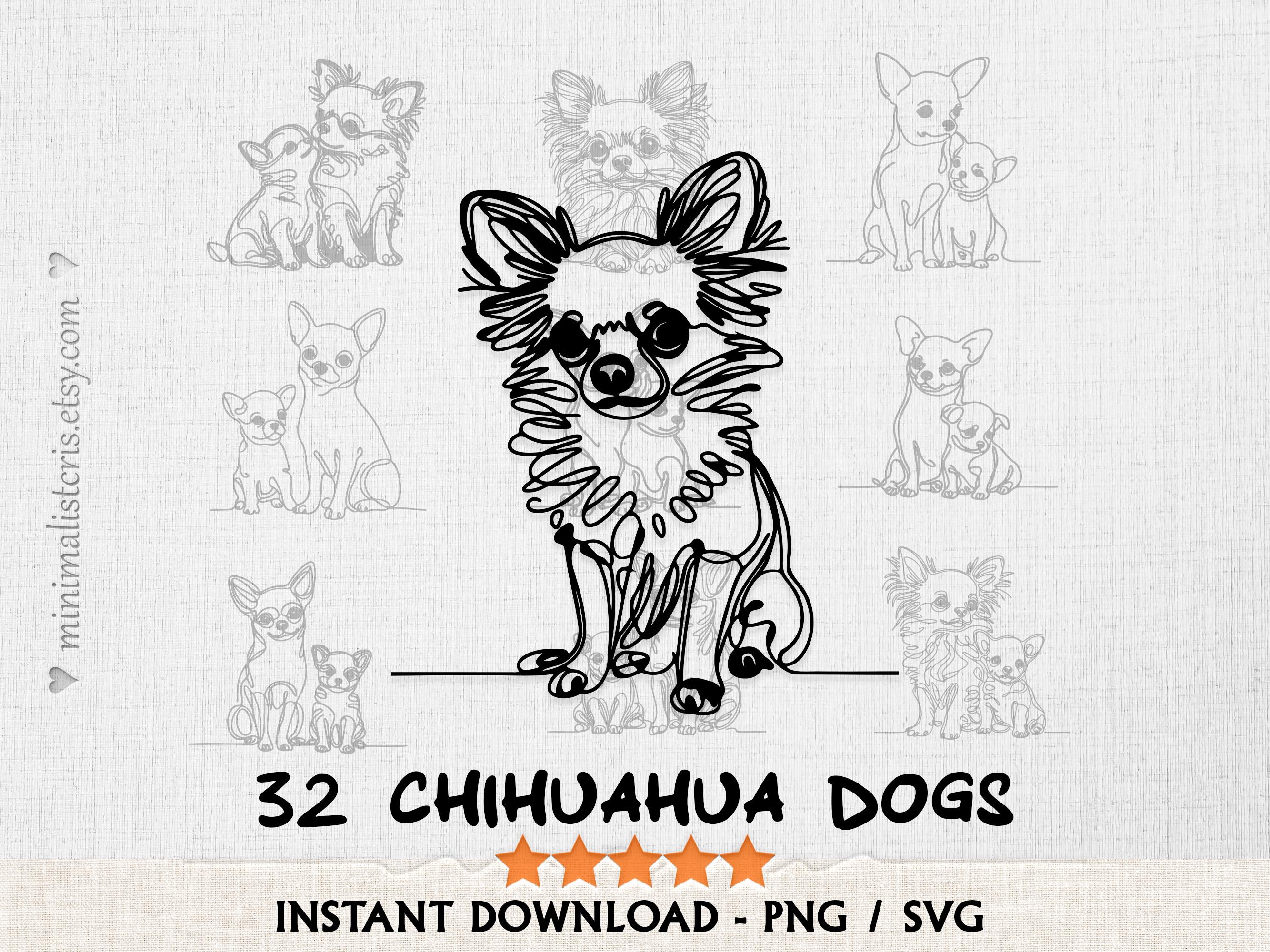 チワワアート：チワワ犬のPNG＆SVG線画、チワワメモリアル（デジタル