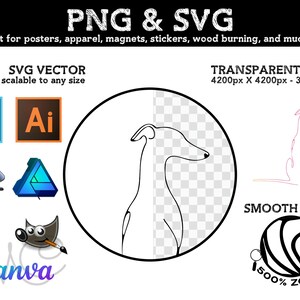 Whippet Hund Sitzender Blick von hinten - Whippet Greyhound PNG & SVG Minimalistische personalisierte Wandkunst, Linienzeichnung - Digitaler Download Druck