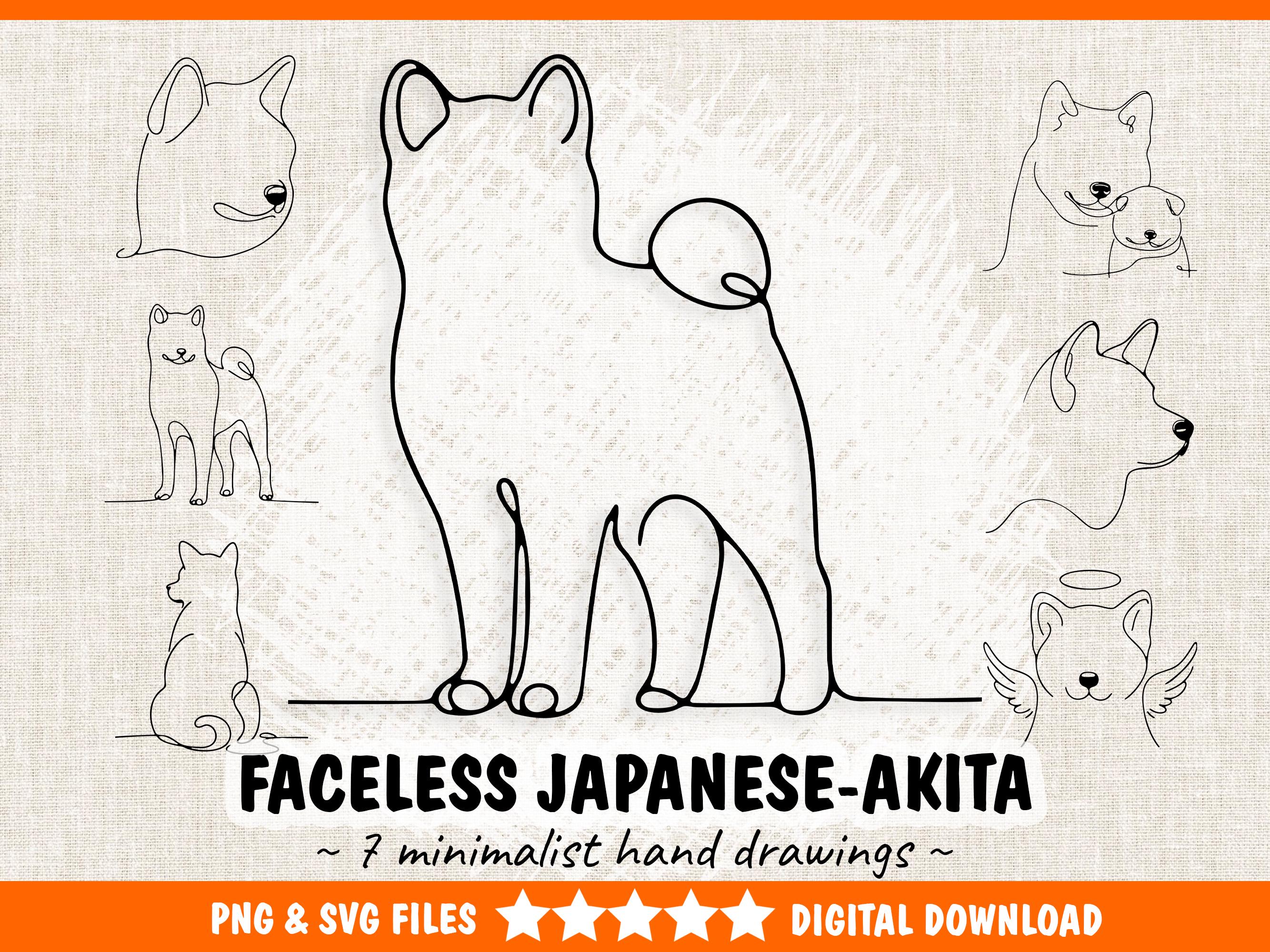 Dog Breed Akita Line Art Japanese Akita SVG PNG Bundle – Akita Inu  Minimalist Outline Hand Drawn