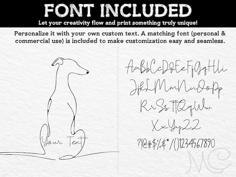 Perro whippet sentado, vista desde atrás - Arte de pared minimalista personalizado, dibujo lineal, PNG y SVG de galgo whippet - Descarga digital e impresión