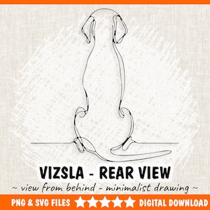Vizsla Dog Sitting View From Back - Vizsla PNG & SVG Minimalist Personalized Wall Art, Line Drawing, Digital Download Print Wall Decor