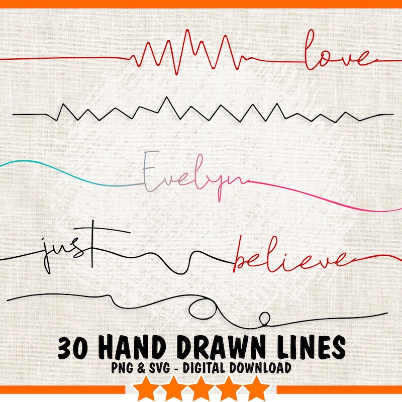 Hand Drawn Lines - Etsy