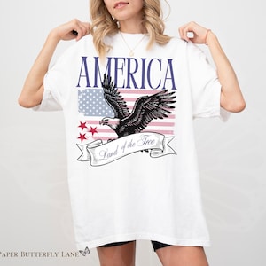 Vintage America Eagle Graphic Tee: 4th of July USA Flag Shirt