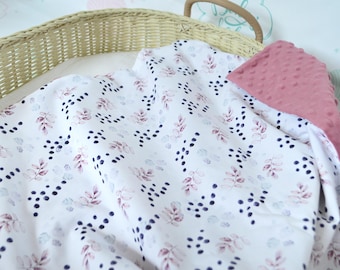 Floral Baby Blanket: Watercolor Cotton Nursery Bedding, Minky Lovey
