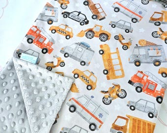 Transport Baby Blanket: Personalized Car Minky Lovey, Boy Nursery