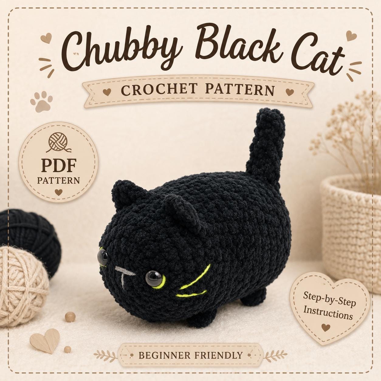 38 Black Cat Crochet Patterns for Amigurumi, Bags, Keychains, and Cozy Handmade Gifts 9 Black Cat Amigurumi Cat Pattern Cute Cat Plush Tutorial