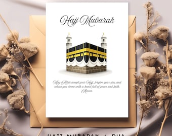 Hajj Mubarak Greeting Card: Islamic Dua Design (Digital Download, PDF A3/A4