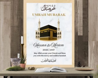 Personalized Umrah Mubarak Print | Umrah gift | Umrah frame | Umrah Keepsake | islamic Gift | Digital Download