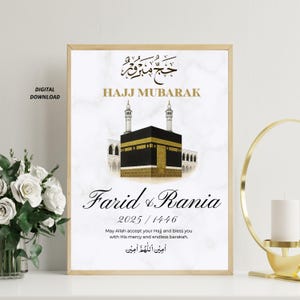 Hajj Mubarak, Hajj Gift,  Islamic Poster | editable on Canva  | Unique Hajj Decor Artwork, Digital download