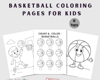 Dibujos para colorear y actividades de baloncesto / 10 hojas imprimibles divertidas / Descarga instantánea en PDF
