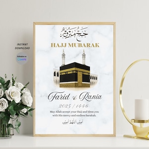 Hadj Mubarak, Hajj-cadeau, islamitische poster | Moslim hadj | Uniek Hajj-decorkunstwerk, Hajj Mubarak, islamitisch, digitale download
