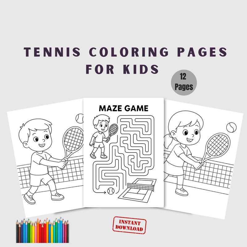 Tennis Coloring Sheets - Etsy