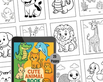Animal Coloring Book | 25 Printable Pages for Kids (PDF