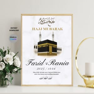 Hajj Mubarak, Hajj Geschenk, Islamisches Poster | bearbeitbar auf Canva | Einzigartige Hajj Dekor Kunstwerk, Digital download