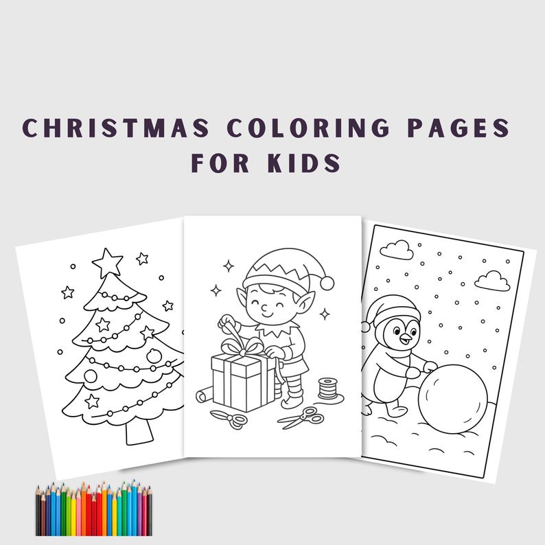 Christmas Coloring Pages for Kids | Cute Holiday Coloring Book | 15 ...