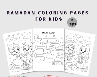 Ramadan Coloring pages for Kids Printable PDF | Islamic Activity Book | 17 Fun Worksheets | Muslim Kids Ramadan Activities| Instant Download