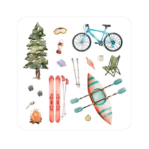 Adventure-Themed Kiss-Cut Stickers for Nature Lovers, Outdoor Enthusiasts, Travel Journals, Scrapbooking, Camper Gifts