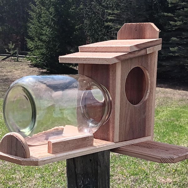 Cedar Squirrel Feeder (With Jar)
