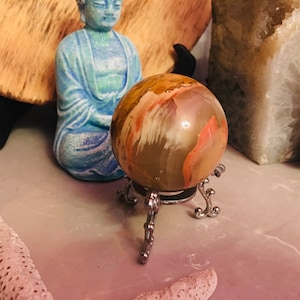 Lace agate crystal ball and stand