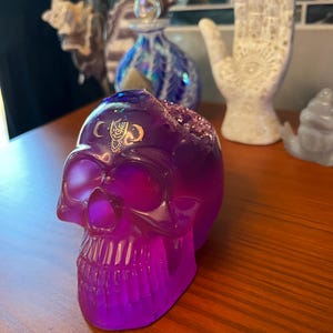 Color change druzy resin skull with crystal amethyst chips
