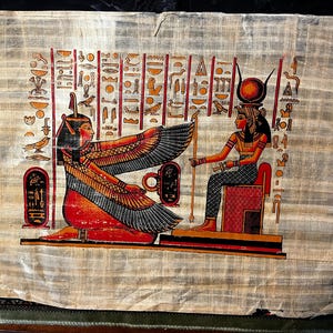 Vintage Egyptian paintings on papyrus