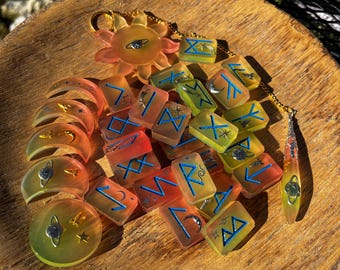 Color Change Viking  Runes Set: Elder Futhark, Pendulum, Moon Phase