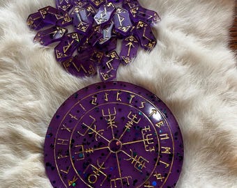 Set kleurverandering hars Noorse runen: Elder Futhark, Viking Vegvisir Compass