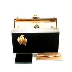 Vintage - EVANS ELEGANCE - Schwarze Metal Box Handtasche!