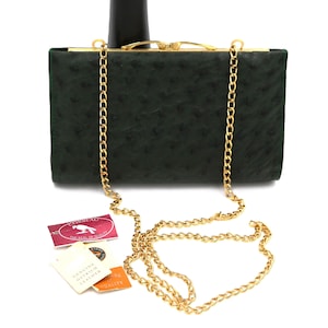Pequeño - CORBEAU - Verde oscuro - OSTRICH - Bolso de mano de piel de avestruz