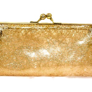 Vintage 50er-60er Jahre seltene Kunststoff Gold - CONFETTI - Clutch Handtasche - RETRO -