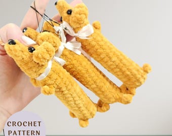 Crochet Dachshund Keychain Pattern: Amigurumi Puppy PDF (No Sew Design)