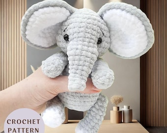 Crochet PATTERN Elephant, Amigurumi tutorial PDF in English, gift christmas, gift souvenir animals, handmade gift for kids, baby shower gift