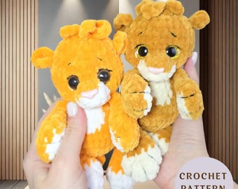Crochet Lion Pattern, no sew, amigurumi tutorial PDF in English, crochet PATTERN lion, baby shower gift,Easy No-Sew Plush Toy (PDF Download)