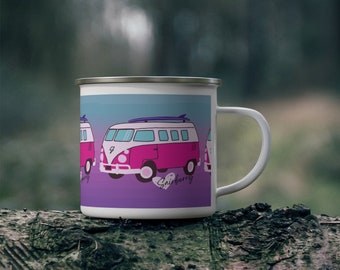 Sairberry Party Pink Bus Enamel Camping Mug