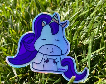 Holographic party unicorn long lasting sticker