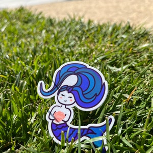 Mermaid purple blue hair long lasting sticker image 2