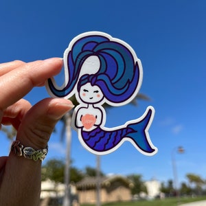 Mermaid purple blue hair long lasting sticker image 3