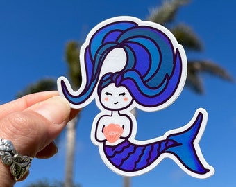 Mermaid purple blue hair long lasting sticker